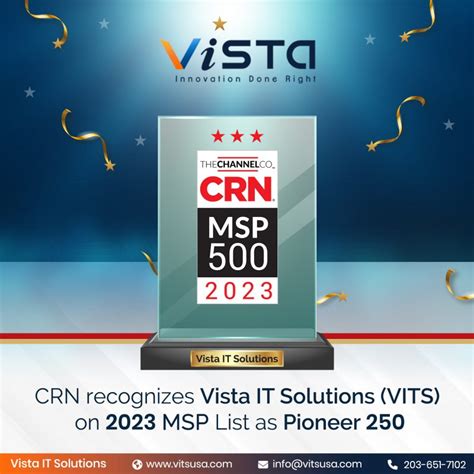 Vista IT Solutions VITS Named To CRN MSP 500 List As Pioneer 250