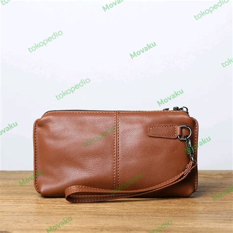 Jual Tas Tangan Kulit Unisex Kulit Pria Wanita Clutch Kulit Asli