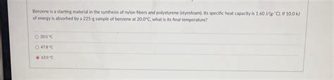 Solved Benzene Is A Starting Material In The Synthesis O