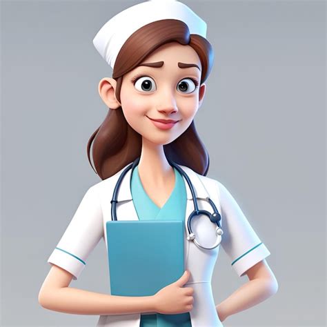 Personaje De Dibujos Animados En D De Una Doctora Foto Premium