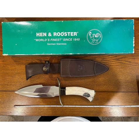 Hen Rooster HR 5002 German Spear Point Crown Stag Knife Toledo Spain