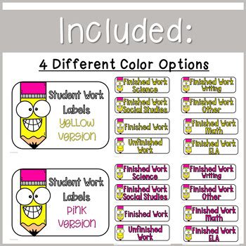 Classroom Labels - Finished and Unfinished Work Bins by Hedden 2 School