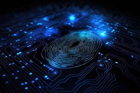 Fingerprint Scan On The Electronic Circuit Board D Rendering