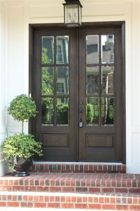 Wooden Exterior Double Doors With Glass - Glass Door Ideas