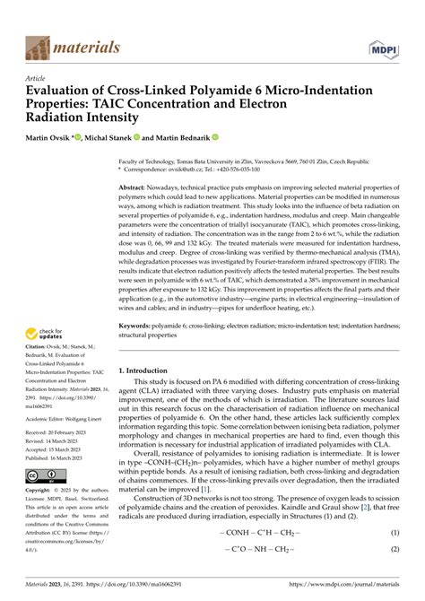 PDF Evaluation Of Cross Linked Polyamide 6 Micro Indentation