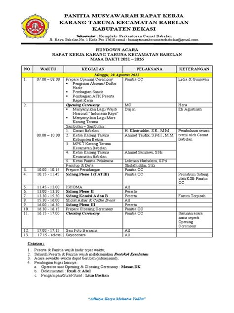 Rundown Acara Karang Taruna Kecamatan Pdf