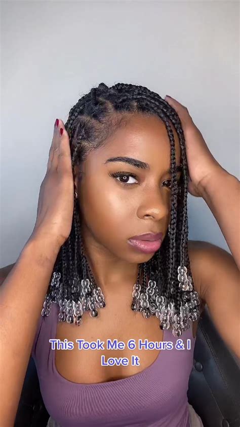 Small Knotless Braids With Beads Short Box Braids Hairstyles Natural Hair Braids Cool Braid