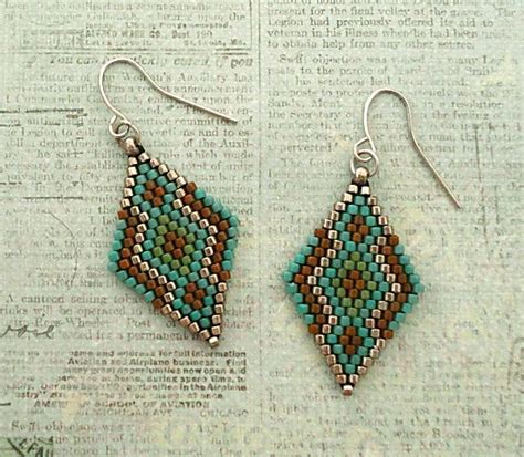 Linda S Crafty Inspirations Brick Stitch Diamond Earrings 21 Bead