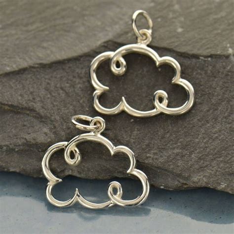 Sterling Silver Cloud Pendant Cloud Charm Silver Cloud Etsy