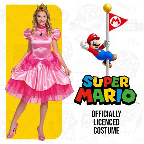 Deluxe Super Mario Prinzessin Peach Kostüm Damen Erwachsene