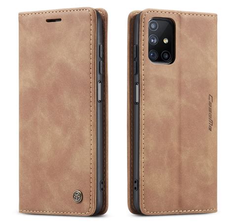 Caseme Samsung Galaxy M Soft Slim Magnetic Flip Leather Wallet Case Brown