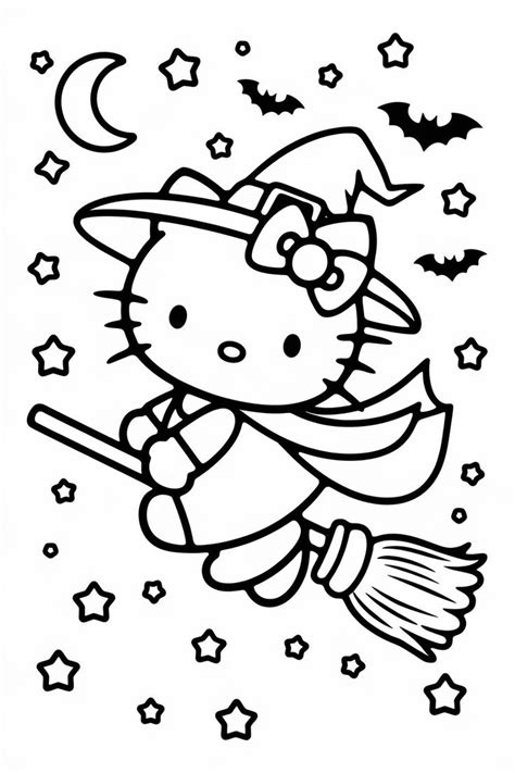 Spooky And Sweet Hello Kitty Halloween Coloring Pages 🎃 Hushverse