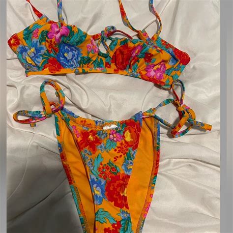 Xhilaration Floral Bikini Tunneled Tie Front Bralet Gem