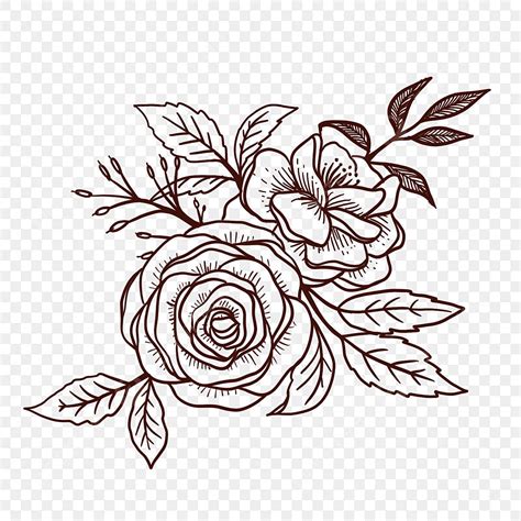 Desenho De Linha Preto E Branco De Flores PNG Clipart Preto E Branco