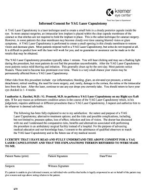 Fillable Online Informed Consent For Yag Laser Capsulotomy Fax Email