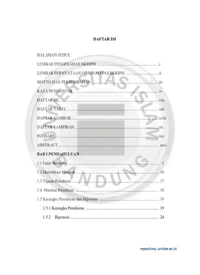 Daftar Isi Lembar Pengesahan Skripsi I Lembar Pernyataan