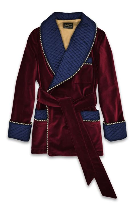 Men S Burgundy Velvet Smoking Jacket Robe Classic Baturina Homewear