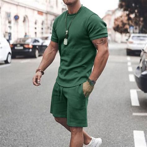 Men S T Shirt Suits Tracksuit Tennis Shirt Shorts And T Shirt Set Solid