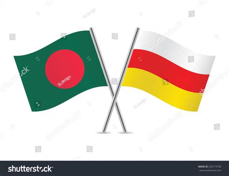 South Ossetia Bangladesh Flags Vector Illustration