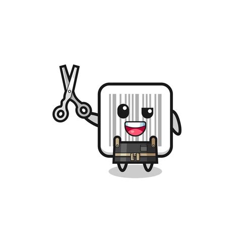 Barcode Character As Barbershop Mascot Vector Art At Vecteezy