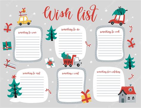 Premium Vector Christmas Wish List Page Template To Do List With Cute