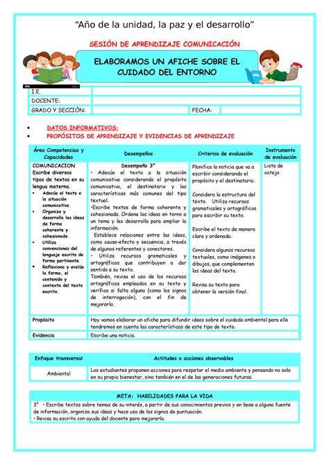 Elaboramos Un Afiche Sesi N De Aprendizaje Comunicaci N I Docente