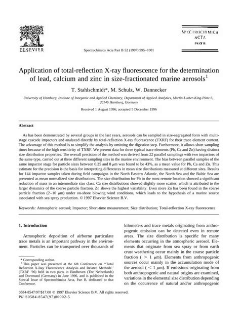 PDF Application Of Total Reflection X Ray Fluorescence For The