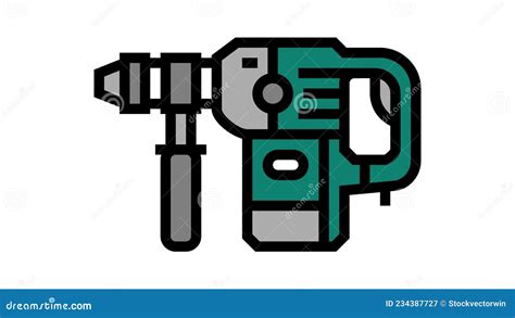 Rotary Hammer Tool Color Icon Animation Stock Video Video Of Drill