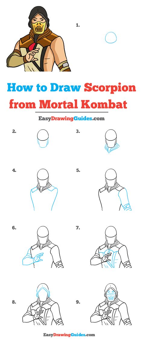 Scorpion Mortal Kombat Drawing Step By Step Imagesee