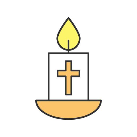 Church candle with cross color icon. Isolated vector illustration ...