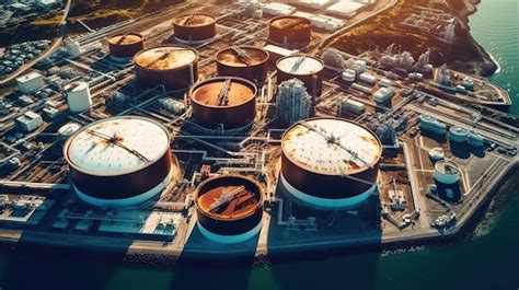 Premium Photo Aerial View Oil And Gas Terminal Storage Tank Farm