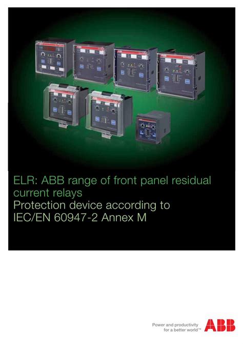 Pdf Elr Abb Range Of Front Panel Residual Current Relays Leakage