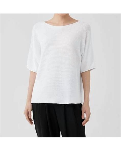 Eileen Fisher Bateau Neck Top In White Lyst