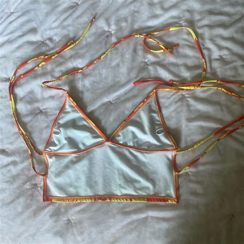 SHEIN Women S Orange And Yellow Bikini And Tankini Tops Depop