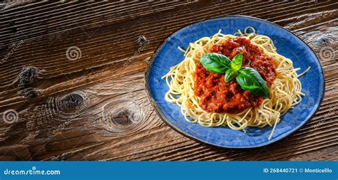 Composition With A Plate Of Spaghetti Bolognese Stock Image Image Of Delicious Italian 268440721