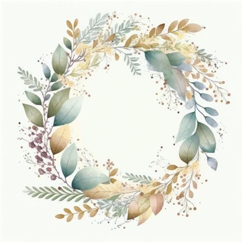 Premium Photo Watercolor Wedding Flower Wreath Illustration AI Generative