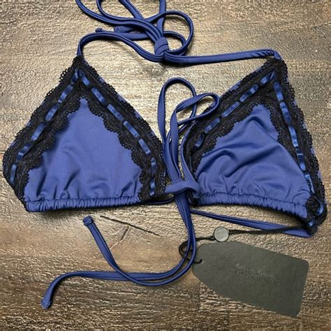 Frankie S Bikinis Swim Frankies Bikinis Blue And Black Lace Bikini Set Top And Bottom Poshmark