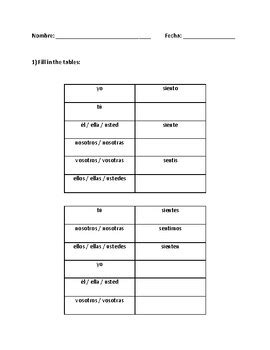 Sentir Conjugation Worksheets Present Tense El Verbo Sentir By