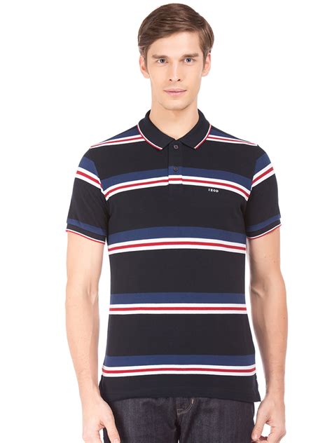 Buy IZOD Men Navy Blue Striped Polo Collar T Shirt - Tshirts for Men ...