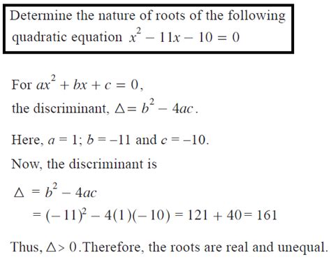 Omtex Classes Determine The Nature Of Roots Of The Following Quadratic