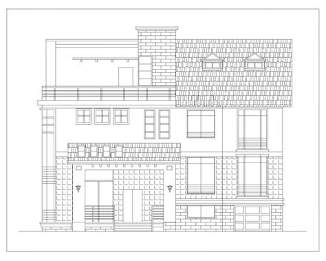 2 Dimensional Views Of Multistoried Villas Elevation Dwg 6 Thousands