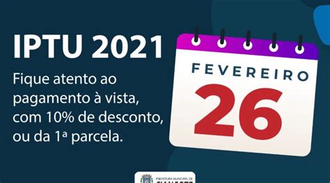 Pagamento Do Iptu Com Desconto à Vista Ou Da Primeira Parcela Segue Até