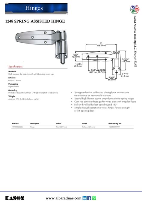 KASON 1248 SPRING ASSISTED HINGE Barad Atlanta