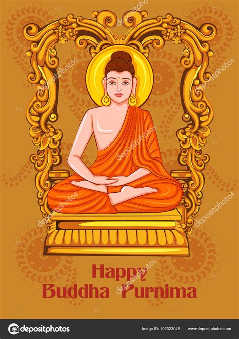 Lord Budha On Happy Buddha Purnima Vesak Holiday Festival Background