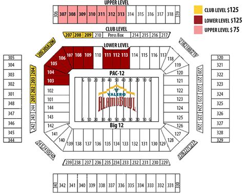 Alamodome Alamo Bowl Seating Chart Elcho Table