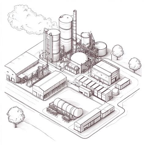 Un Dessin D Une Usine Avec Un Dessin De L Usine Image Premium G N R E