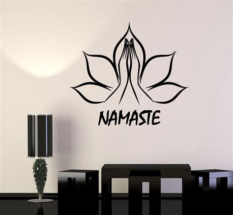 Vinyl Wall Decal Lotus Flower Namaste Hands Yoga Stickers Unique T