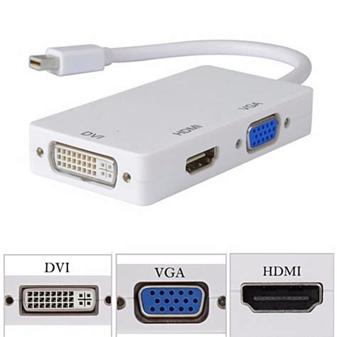 Mini Displayport Dp To Hdmi Dvi Vga Adapter 3 In 1 Converter For Apple