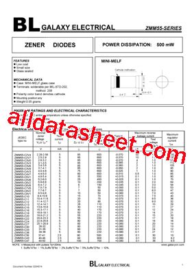 ZMM55 C11 Datasheet PDF Galaxy Semi Conductor Holdings Limited