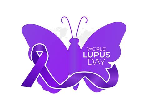 Premium Vector World Lupus Day 10th May With Purple Ribbon On A World